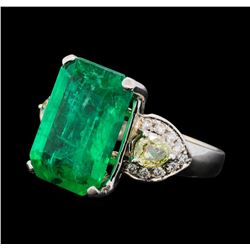 9.40 ctw Emerald and Diamond Ring - 18KT White Gold