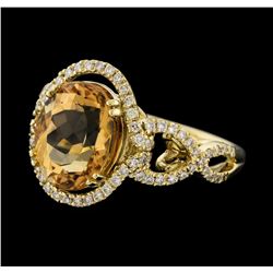 4.66 ctw Tourmaline and Diamond Ring - 14KT Yellow Gold