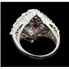 Image 3 : 0.30 ctw Emerald, Ruby and Diamond Ring - Platinum