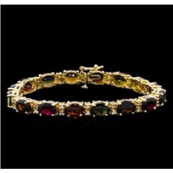 25.05 ctw Tourmaline and Diamond Bracelet - 14KT Yellow Gold