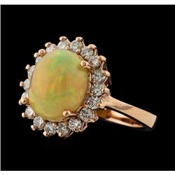 3.25 ctw Opal and Diamond Ring - 14KT Rose Gold