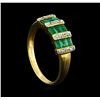 Image 4 : 0.84 ctw Emerald and Diamond Ring - 14KT Yellow Gold