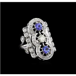 0.84 ctw Tanzanite and Diamond Ring - 14KT White Gold