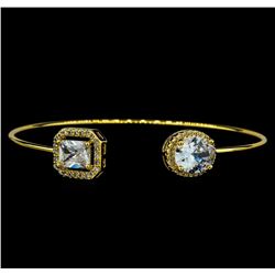 CZ Open Bangle Bracelet - Gold Plated