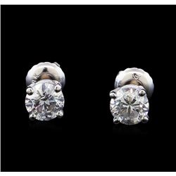 1.20 ctw Diamond Stud Earrings - 14KT White Gold