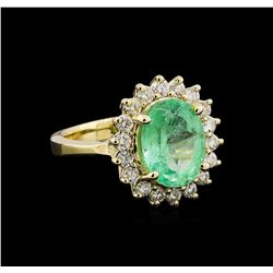 2.85 ctw Emerald and Diamond Ring - 14KT Yellow Gold