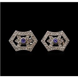 0.23 ctw Tanzanite and Diamond Earrings - 14KT White Gold