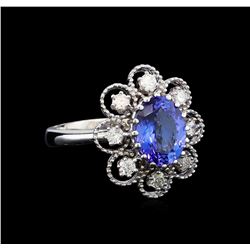 2.10 ctw Tanzanite and Diamond Ring - 14KT White Gold