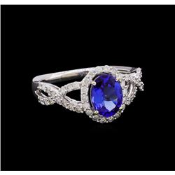 14KT White Gold 1.31 ctw Tanzanite and Diamond Ring