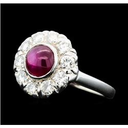 1.00 ctw Ruby and Diamond Ring - 14KT White Gold