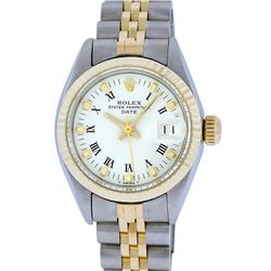 Rolex Two-Tone White Roman Yellow Gold Fluted Jubilee Band DateJust Ladies Watch