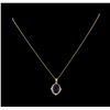 Image 2 : 4.40 ctw Amethyst and Diamond Pendant With Chain - 14KT Yellow Gold