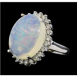 9.45 ctw Opal and Diamond Ring - 14KT White Gold