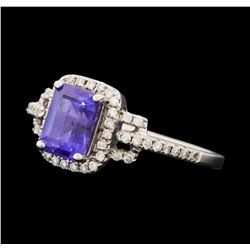 1.45 ctw Tanzanite And Diamond Ring - 14KT White Gold