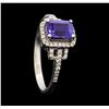 Image 4 : 1.45 ctw Tanzanite And Diamond Ring - 14KT White Gold