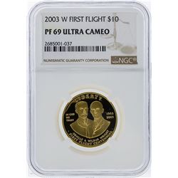 2003-W NGC PF69 Ultra Cameo $10 First Flight Gold Coin