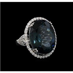 14KT White Gold 20.61 ctw Topaz and Diamond Ring