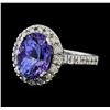 Image 1 : 5.77 ctw Tanzanite and Diamond Ring - 14KT White Gold