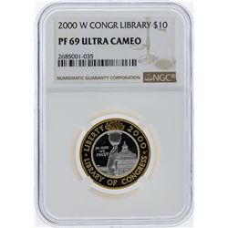 2000-W NGC PF69 Ultra Cameo $10 Library of Congress Gold/Platinum Coin