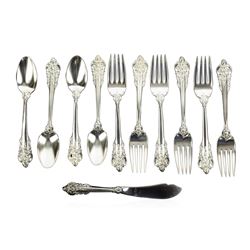 Wallace Grande Baroque Sterling Silver Salad Forks, Teaspoons, and Master Butter