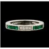 Image 2 : 0.60 ctw Emerald and Diamond Ring - 14KT White Gold
