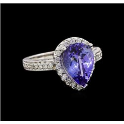 14KT White Gold 2.87 ctw Tanzanite and Diamond Ring