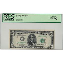 1950B PCGS CN 63PPQ $5 Federal Reserve Note