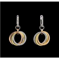 0.51 ctw Diamond Earrings - 14KT Tri Color Gold