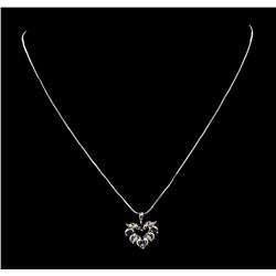 0.15 ctw Sapphire and Diamond Heart Pendant with Chain - 14KT White Gold