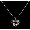 Image 2 : 0.15 ctw Sapphire and Diamond Heart Pendant with Chain - 14KT White Gold