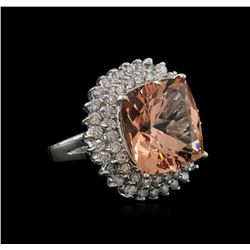 13.86 ctw Morganite and Diamond Ring - 14KT White Gold