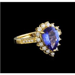 14KT Yellow Gold 2.86 ctw Tanzanite and Diamond Ring