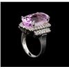 Image 4 : 14KT White Gold GIA Certified 20.25 ctw Kunzite and Diamond Ring