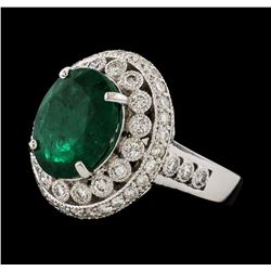 5.16 ctw Emerald and Diamond Ring - 14KT White Gold