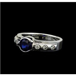 1.28 ctw Blue Sapphire and Diamond Ring - 14KT White Gold