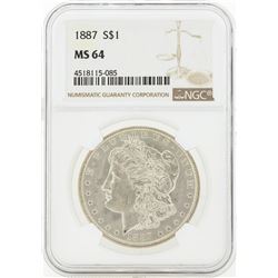 1887 MS64 NGC Morgan Silver Dollar