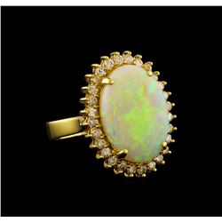 3.87 ctw Opal and Diamond Ring - 18KT Yellow Gold