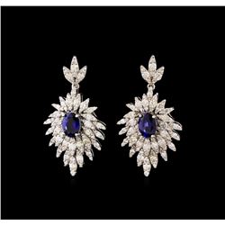 14KT White Gold 1.86 ctw Sapphire and Diamond Earrings