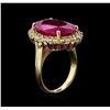 Image 4 : 11.25 ctw Ruby and Diamond Ring - 14KT Yellow Gold