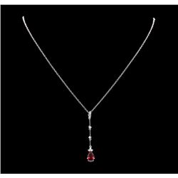 1.06 ctw Ruby and Diamond Pendant With Chain - 18KT White Gold