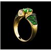 Image 4 : 1.57 ctw Tsavorite Garnet and Diamond Ring - 14KT Yellow Gold