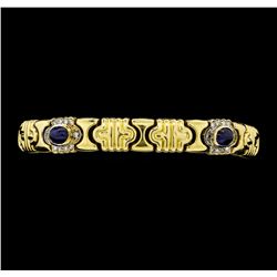 3.65 ctw Sapphire And Diamond Bracelet - 14KT Yellow Gold