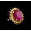 Image 1 : 31.75 ctw Ruby and Diamond Ring - 14KT Yellow Gold