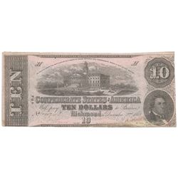 1862 $10 The Confederate States of America Note T-52 CC