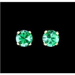 0.50 ctw Green Quartz Earrings - 14KT Yellow Gold