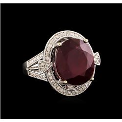 14KT White Gold 14.49 ctw Ruby and Diamond Ring