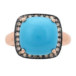 4.89 ctw Turquoise and Diamond Ring - 14KT Rose Gold