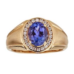 2.81 ctw Tanzanite and Diamond Ring - 14KT Yellow Gold