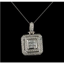 4.10 ctw Diamond Pendant With Chain - 18KT White Gold