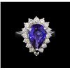 Image 2 : 3.54 ctw Tanzanite and Diamond Ring - 14KT White Gold